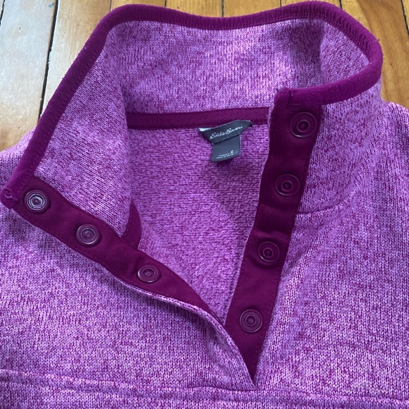 Eddie Bauer Women’s Snap Fleece Pullover Sweater Size S – Pink/Purple - Picture 6 of 14